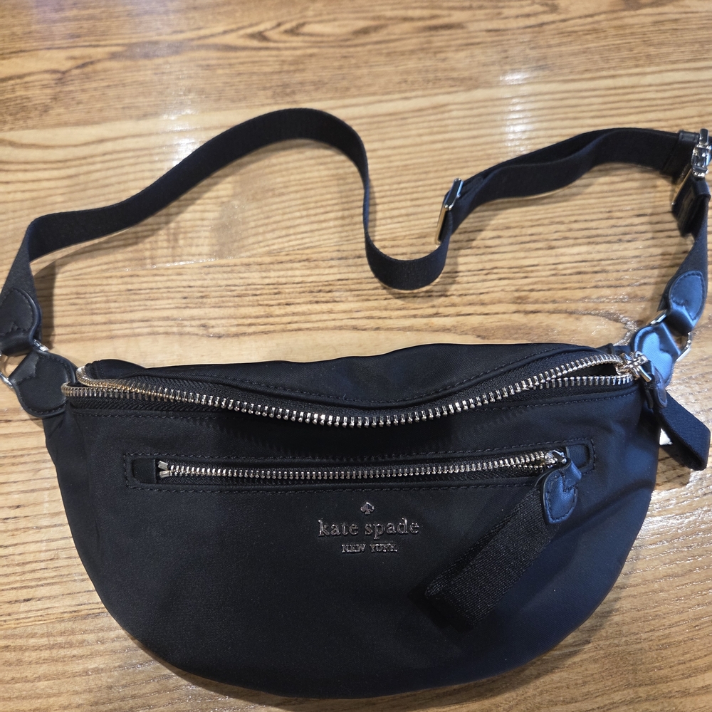 Kate Spade Black Belt Bag with Silver Accents